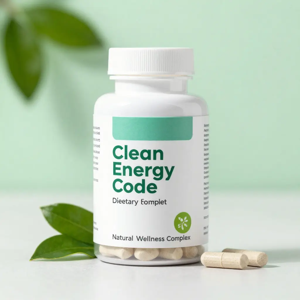 Clean Energy Code dietary supplement bottle with natural wellness complex formula